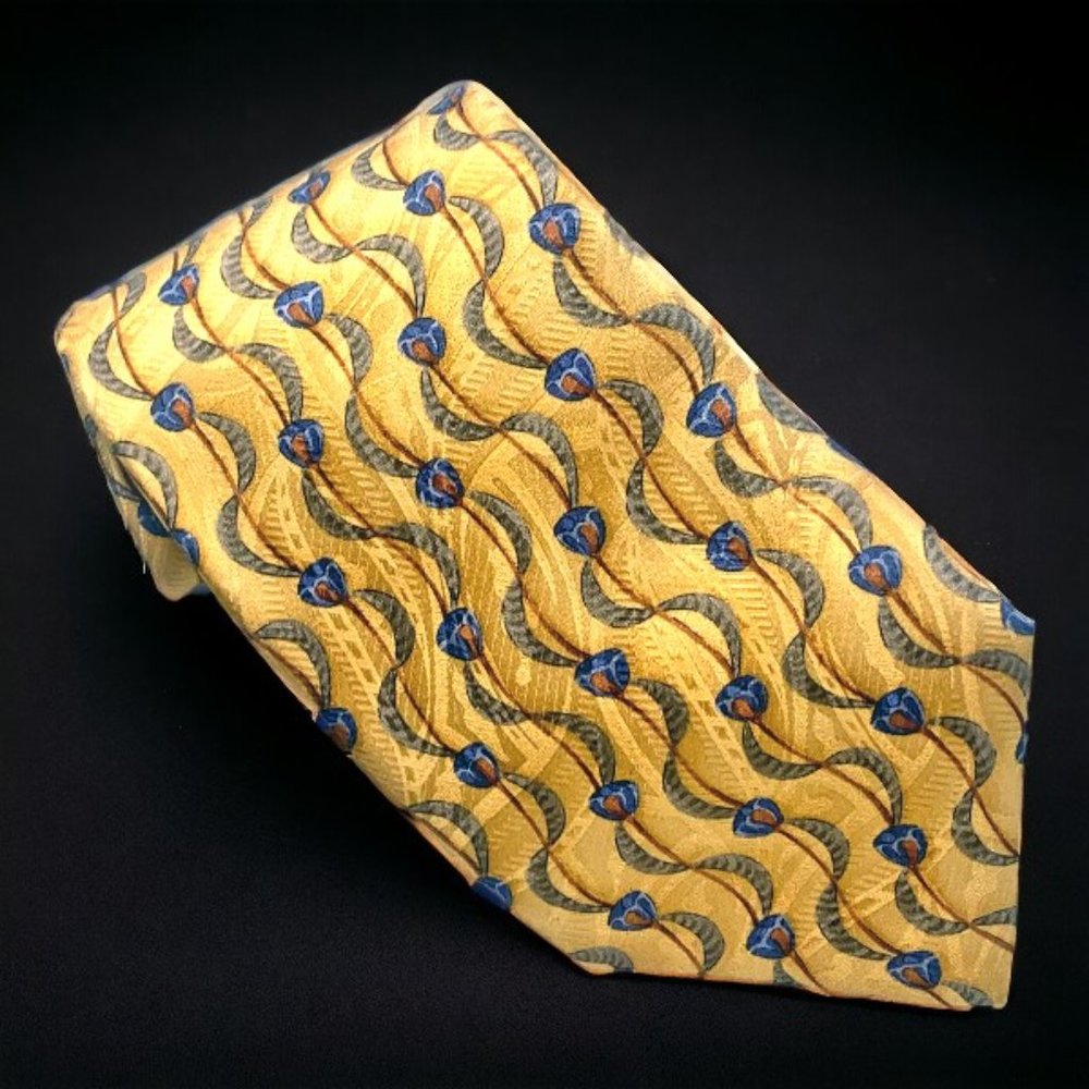 Robert‎ Talbott Best of Class Gold Asp Print 100% Silk Handsewn Necktie - Picture 2 of 8